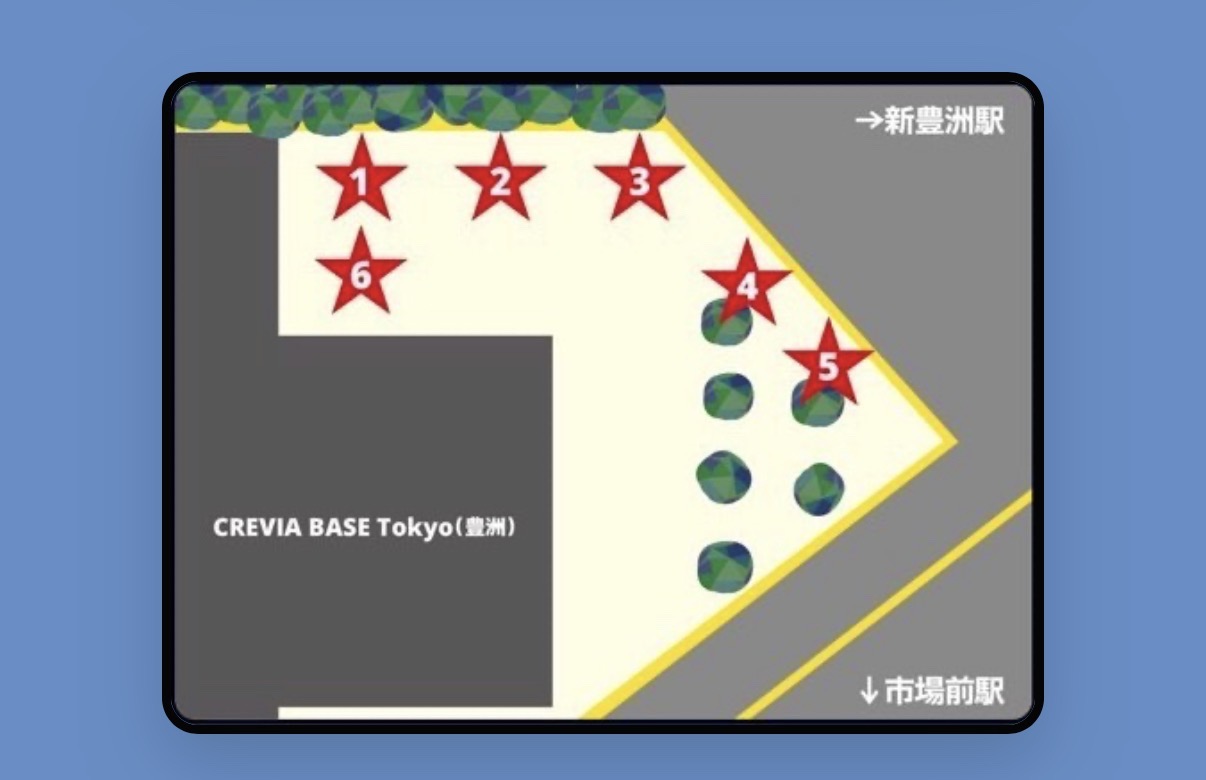 CREVIA BASE Tokyo（豊洲）のキッチンカー配置マップ